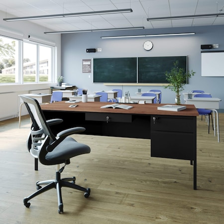 Flash Furniture 30 in D X Walnut, 70 in W X GC-M-BLK-177-WLN-GG